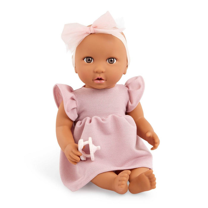 LullaBaby 14" Baby Doll with Pink Dress & Pacifier - Brown Eyes