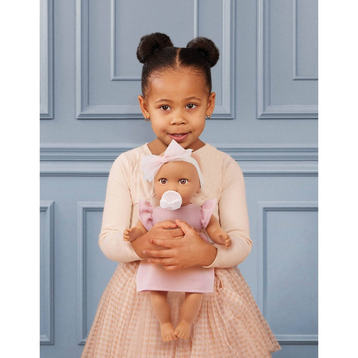 LullaBaby 14" Baby Doll with Pink Dress & Pacifier - Brown Eyes