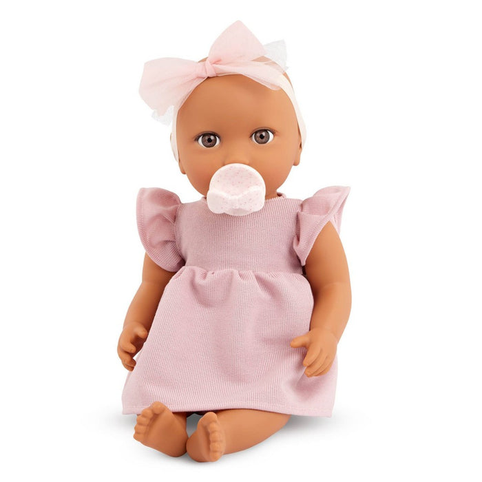 LullaBaby 14" Baby Doll with Pink Dress & Pacifier - Brown Eyes