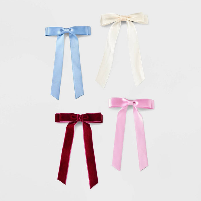 Girls' 4pk Ribbon Bow Barrette Set - art class