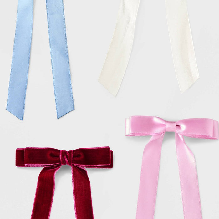 Girls' 4pk Ribbon Bow Barrette Set - art class