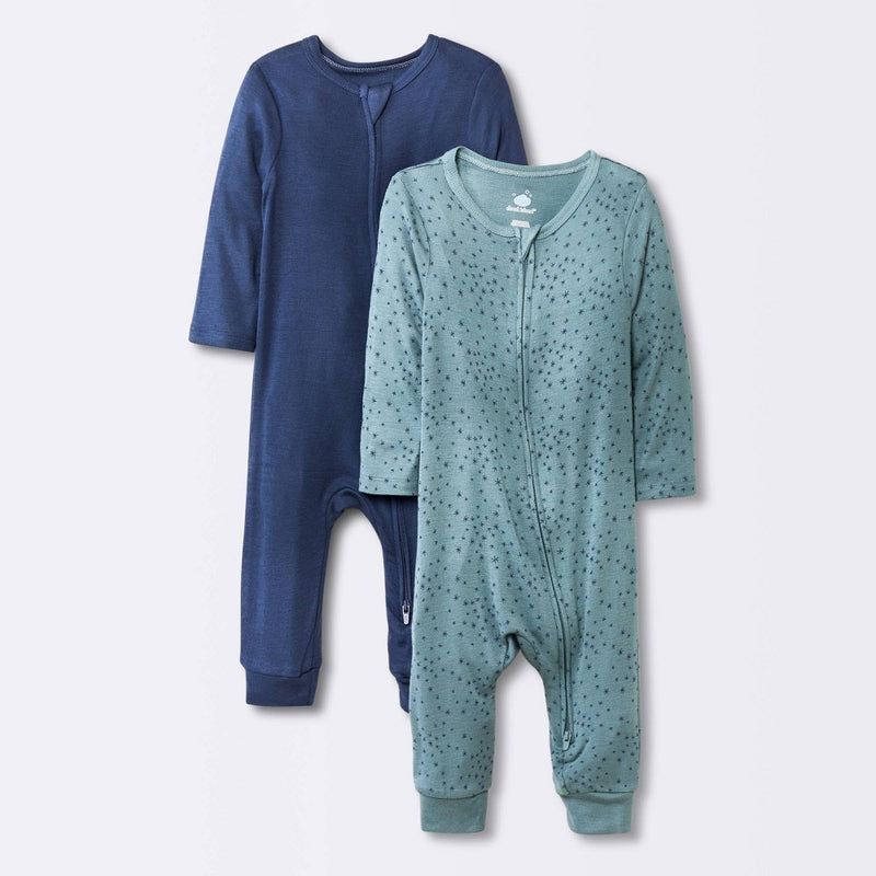 Baby Boys' 2pk Stars Modal Blend Romper - Cloud Island Navy Blue 3-6M