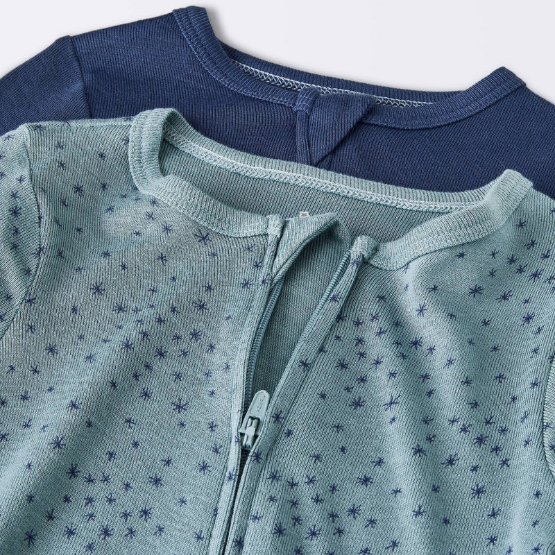 Baby Boys' 2pk Stars Modal Blend Romper - Cloud Island Navy Blue 3-6M