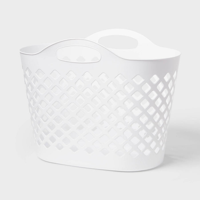 1.2bu/45L Flexible Oval Laundry Basket White - Brightroom