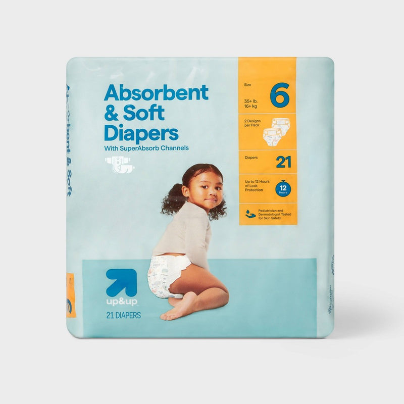 Disposable Diapers Small Pack - Size 6 - 21ct - up&up (Color or Pattern May Vary)
