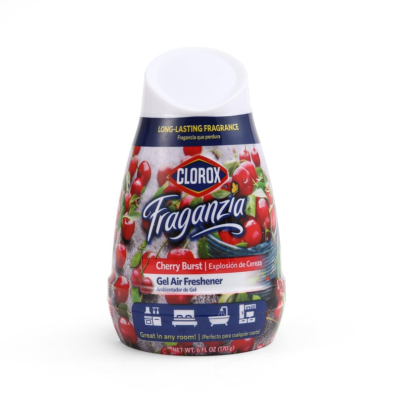 Clorox Fraganzia Gel Air Freshener Cone In Cherry Burst Scent, 6Oz | No-Plug, Battery-Free Air Freshener For Small Rooms, Closets, Kitchens, Bathrooms, Offices And More