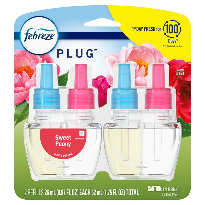 Febreze Odor-Fighting Fade Defy Plug Air Freshener - Sweet Peony - 0.87 fl oz