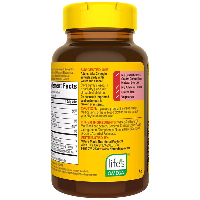 Nature Made Algae Omega 3 Supplement 540 mg - Alternative to Omega 3 Fish Oil Softgels - 70 ct