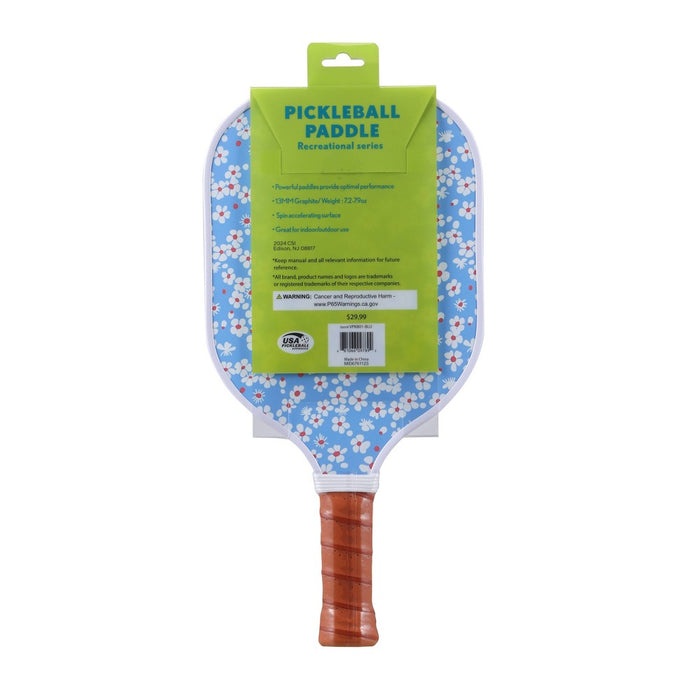 Double Sided Pickleball Paddle - White Stripes/Floral