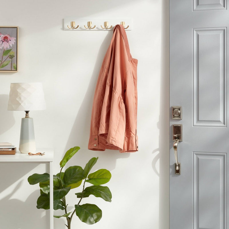 Modern Octopus 4 Rail Gold Hooks White - Brightroom