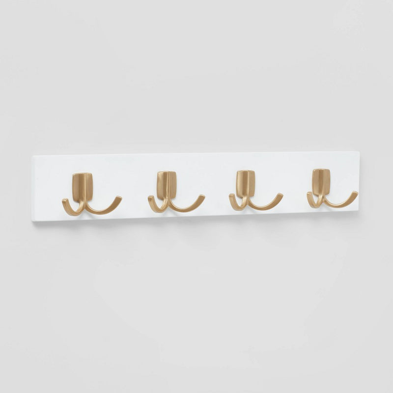 Modern Octopus 4 Rail Gold Hooks White - Brightroom