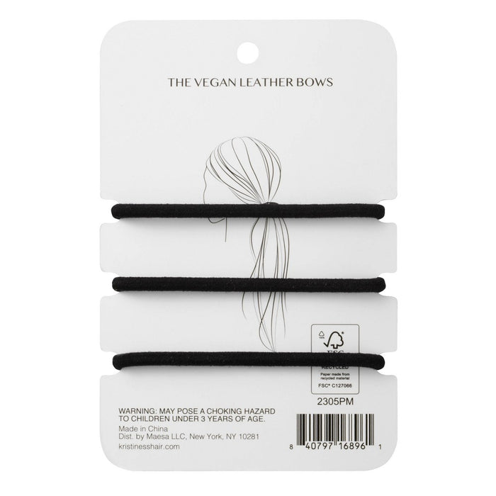 Kristin Ess The Vegan Leather Bows Hair Elastic - 3ct