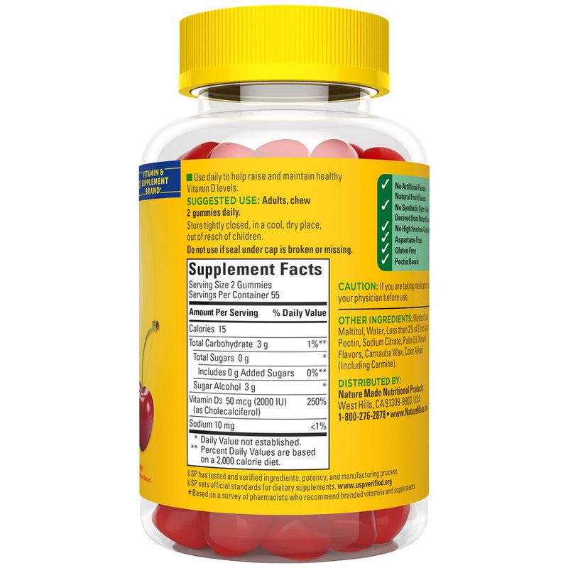 Nature Made Zero Sugar Vitamin D Sugar Free Gummies - 110ct