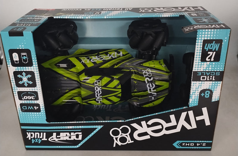 Hyper High-Speed RC Drift Race Truck Rechargeable - 1:10 Scale - 2.4 GHz-GREEN