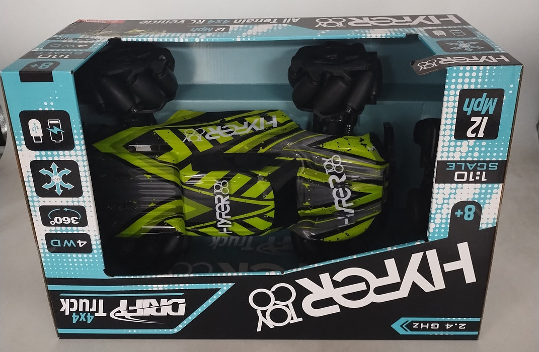 Hyper High-Speed RC Drift Race Truck Rechargeable - 1:10 Scale - 2.4 GHz-GREEN