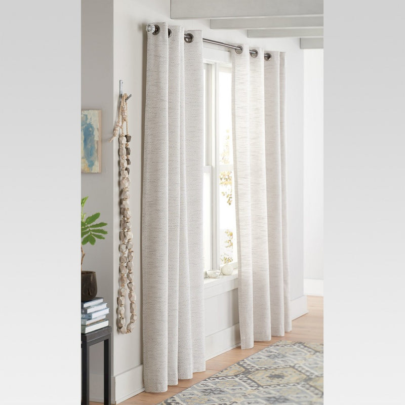 54"x95" Light Filtering Diamond Weave Window Curtain Panel Gray - Threshold