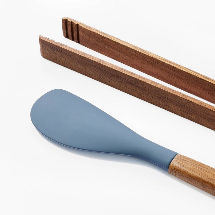 5pc Acacia Wood/Silicone Mini Kitchen Utensil Set Brown/Red/Blue - Figmint