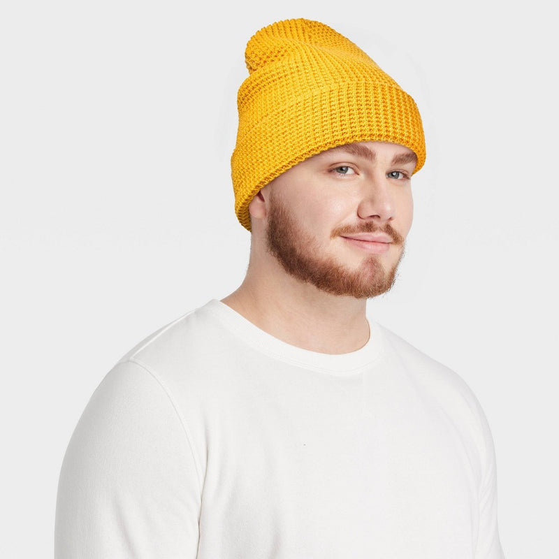 Men's Waffle Knit Value Beanie - Goodfellow & Co Yellow