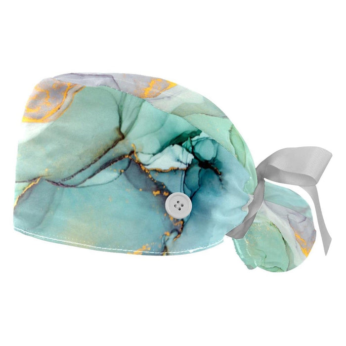 IROLSKDNFH Working Caps With Button Abstract Marble Texture Ponytail Holder Tie Back Hat For Women Long Hair