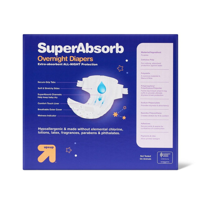 Disposable Overnight Diapers Giant Pack - Size 4 - 58ct - up&up (Color or Pattern May Vary)