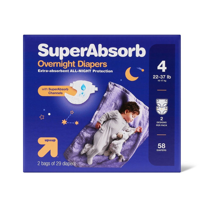 Disposable Overnight Diapers Giant Pack - Size 4 - 58ct - up&up (Color or Pattern May Vary)