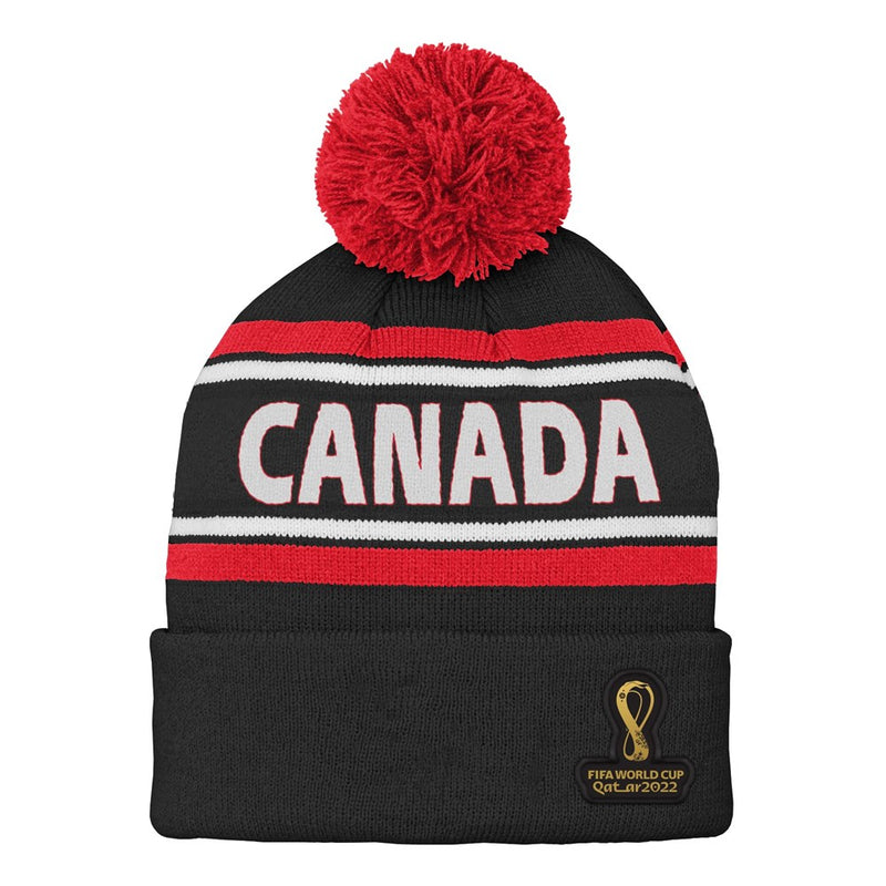 Outerstuff Mens FIFA World Cup Country Premium Bobble Cuff Pom Hat, Black, One Size