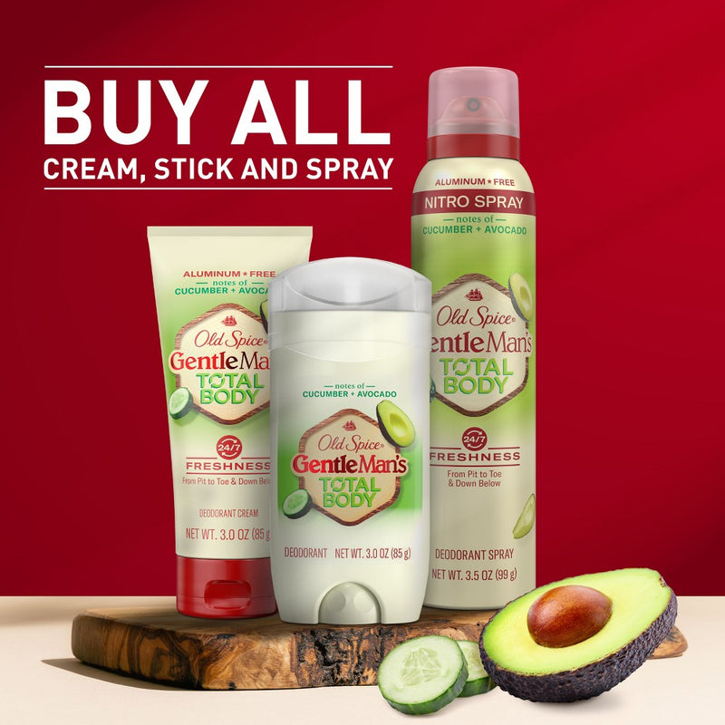 Old Spice Whole Body Deodorant for Men - Total Body Aluminum Free Spray - Cucumber & Avocado - 3.5oz