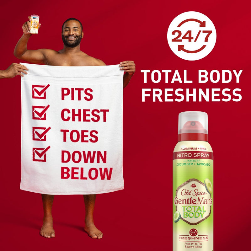Old Spice Whole Body Deodorant for Men - Total Body Aluminum Free Spray - Cucumber & Avocado - 3.5oz