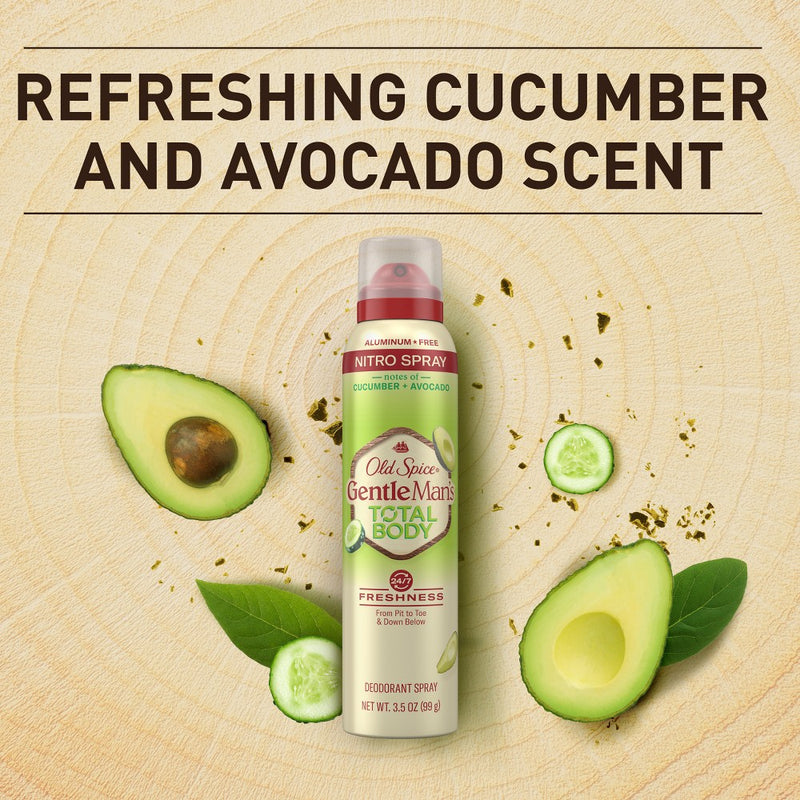 Old Spice Whole Body Deodorant for Men - Total Body Aluminum Free Spray - Cucumber & Avocado - 3.5oz