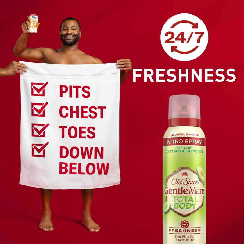 Old Spice Whole Body Deodorant for Men - Total Body Aluminum Free Spray - Cucumber & Avocado - 3.5oz
