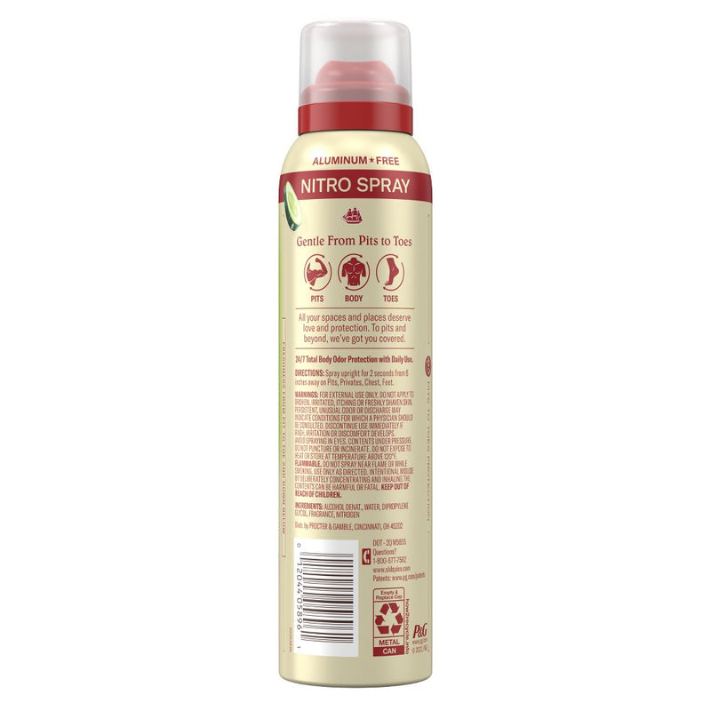 Old Spice Whole Body Deodorant for Men - Total Body Aluminum Free Spray - Cucumber & Avocado - 3.5oz