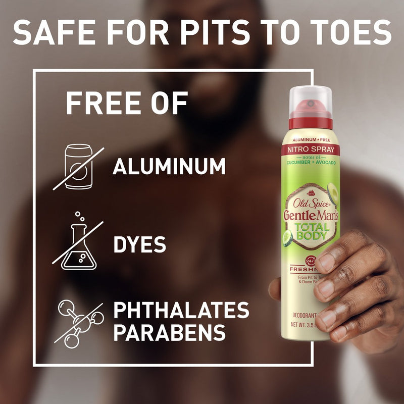 Old Spice Whole Body Deodorant for Men - Total Body Aluminum Free Spray - Cucumber & Avocado - 3.5oz