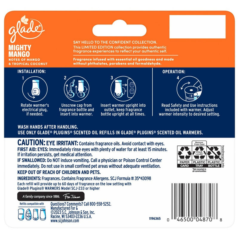 Glade PlugIns Scented Oil Air Freshener - Mighty Mango - 3.35 fl oz/5pk