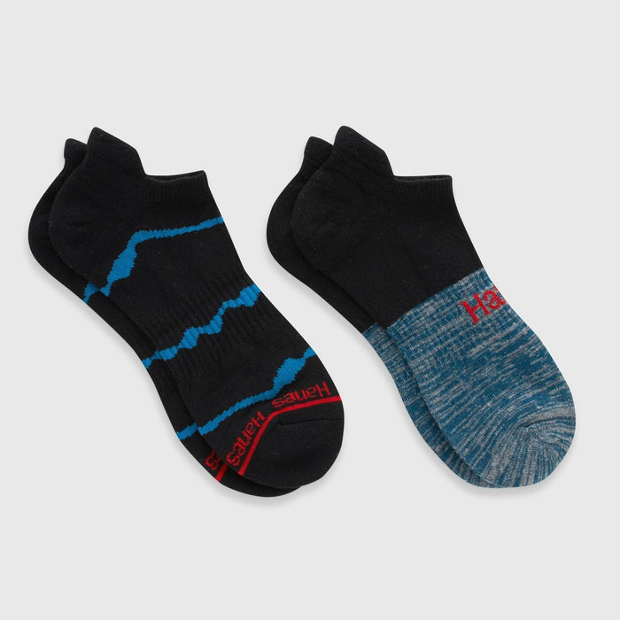 Hanes Originals Premium Men's Heel Shield Socks 2pk - Blue/Black 6-12