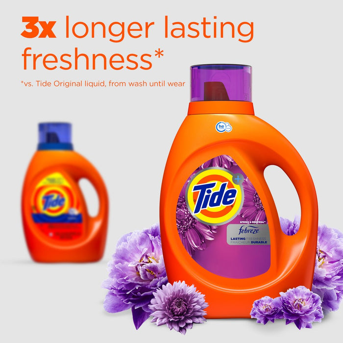 Tide Plus Febreze High Efficiency Liquid Laundry Detergent - Spring & Renewal - 105 fl oz