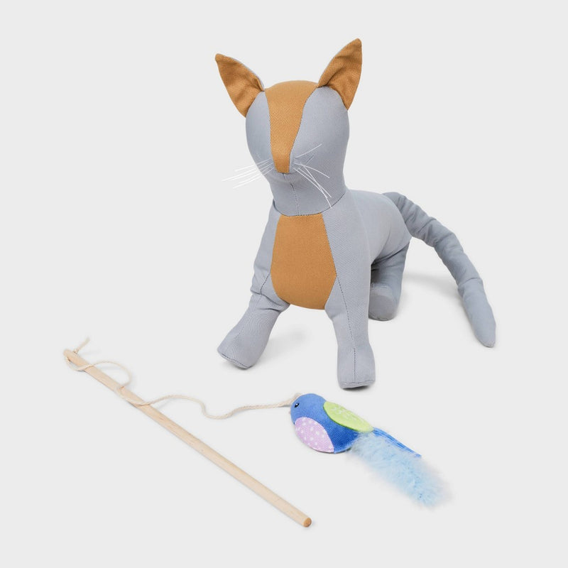 Bird with Long Feather Tail Cat Wand Toy - Boots & Barkley