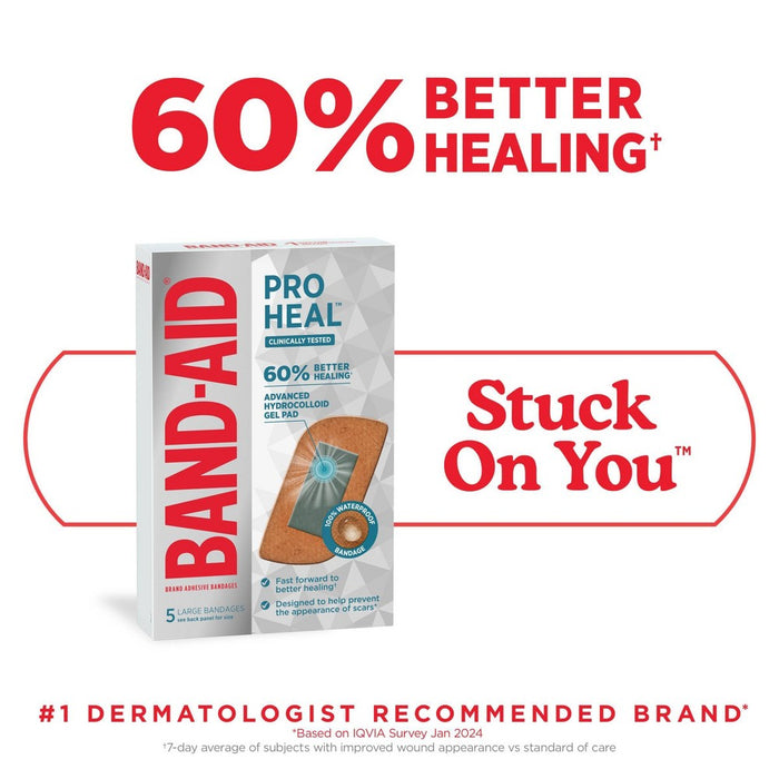 Band-Aid Brand Pro Heal Adhesive Bandages with Hydrocolloid Gel Pads - Large - 5 ct