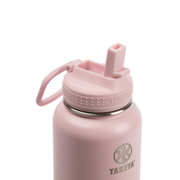 Takeya 32oz Actives Insulated Stainless Steel Water Bottle with Straw Lid - Blush