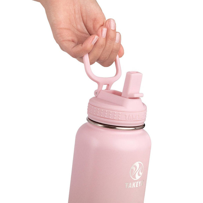 Takeya 32oz Actives Insulated Stainless Steel Water Bottle with Straw Lid - Blush