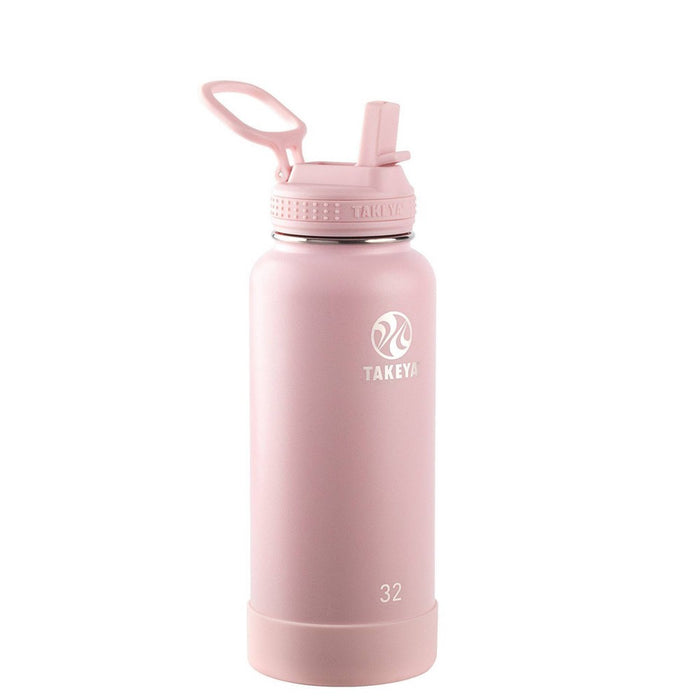 Takeya 32oz Actives Insulated Stainless Steel Water Bottle with Straw Lid - Blush