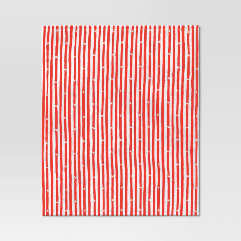Star Striped Printed Plush Throw Blanket Red/White - Sun Squad
