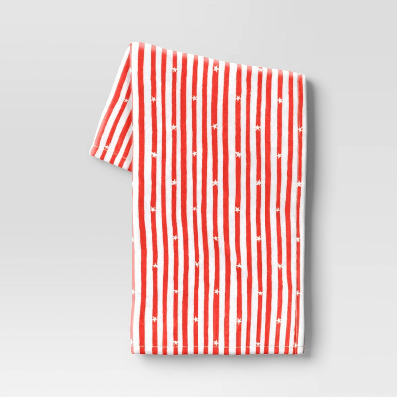 Star Striped Printed Plush Throw Blanket Red/White - Sun Squad