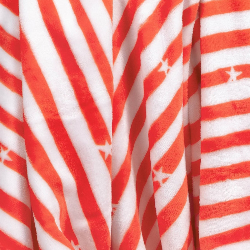 Star Striped Printed Plush Throw Blanket Red/White - Sun Squad