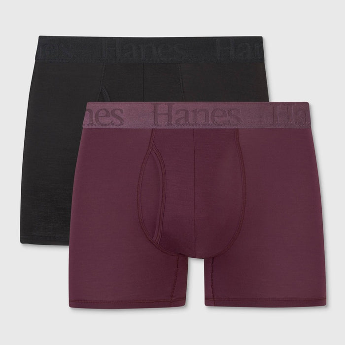 Hanes Originals Premium Men's SuperSoft Trunks 2pk - Purple/Black L