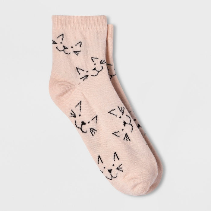 Women's Cat Faces Socks - Xhilaration Peach One Size