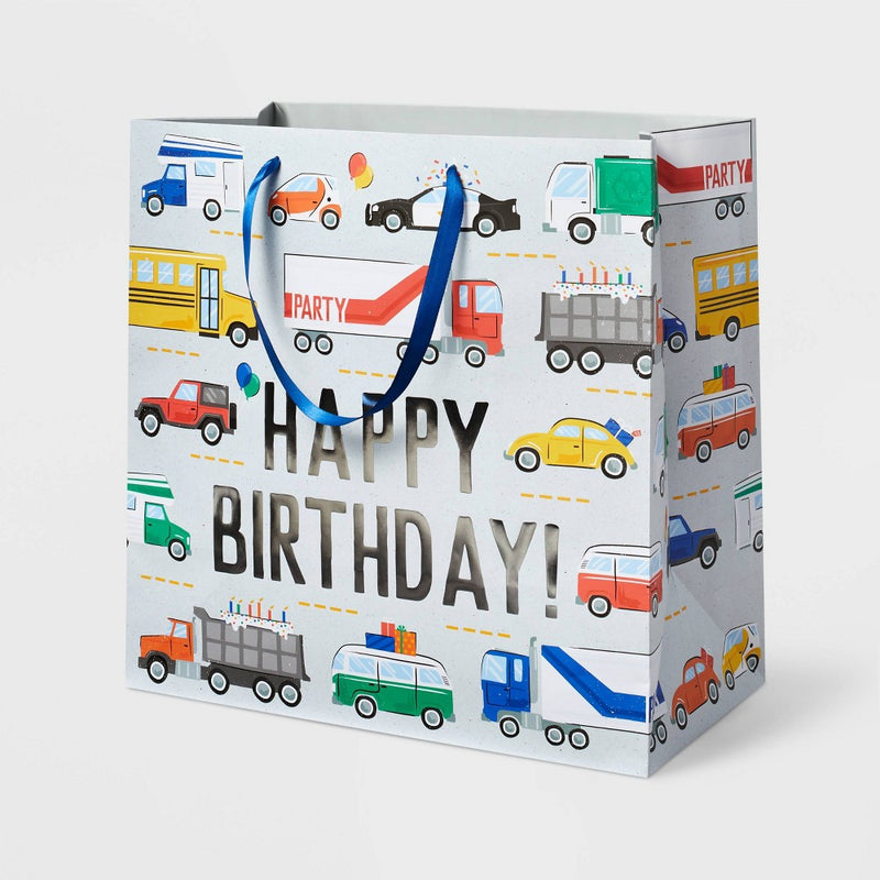 "Happy Birthday" Vehicles Large Gift Bag - Spritz