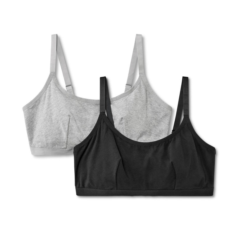 Women's 2pk Cotton Blend Scoop Back Bralette - Dealworthy Black/Heathered Gray 3X