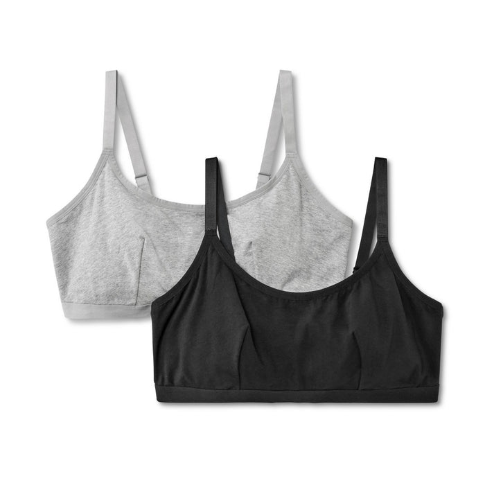 Women's 2pk Cotton Blend Scoop Back Bralette - Dealworthy Black/Heathered Gray 3X