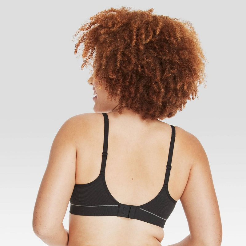 Hanes Originals Women's Ribbed Seamless Contour Bra MHB004 - Black XXL