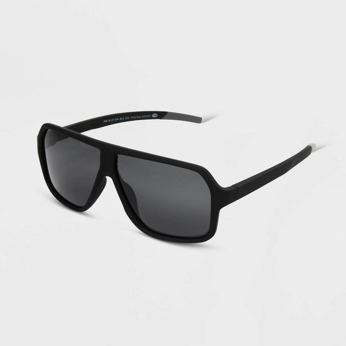 Women's Rubberized Plastic Aviator Sunglasses with Polarized Lenses - All In Motion Black